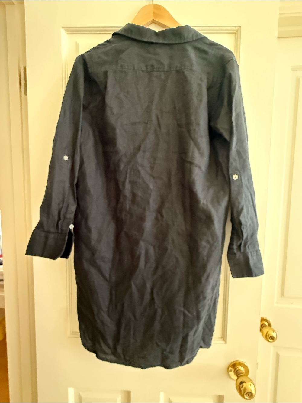 Quince 100% European Linen Black Button-Down Shirt Dress - Picture 3 of 4
